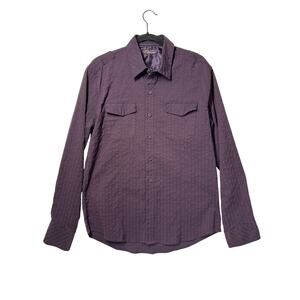 7 Diamonds Men's Long Sleeve Button Up Dress Shirt Burgundy Textured Luxury XL